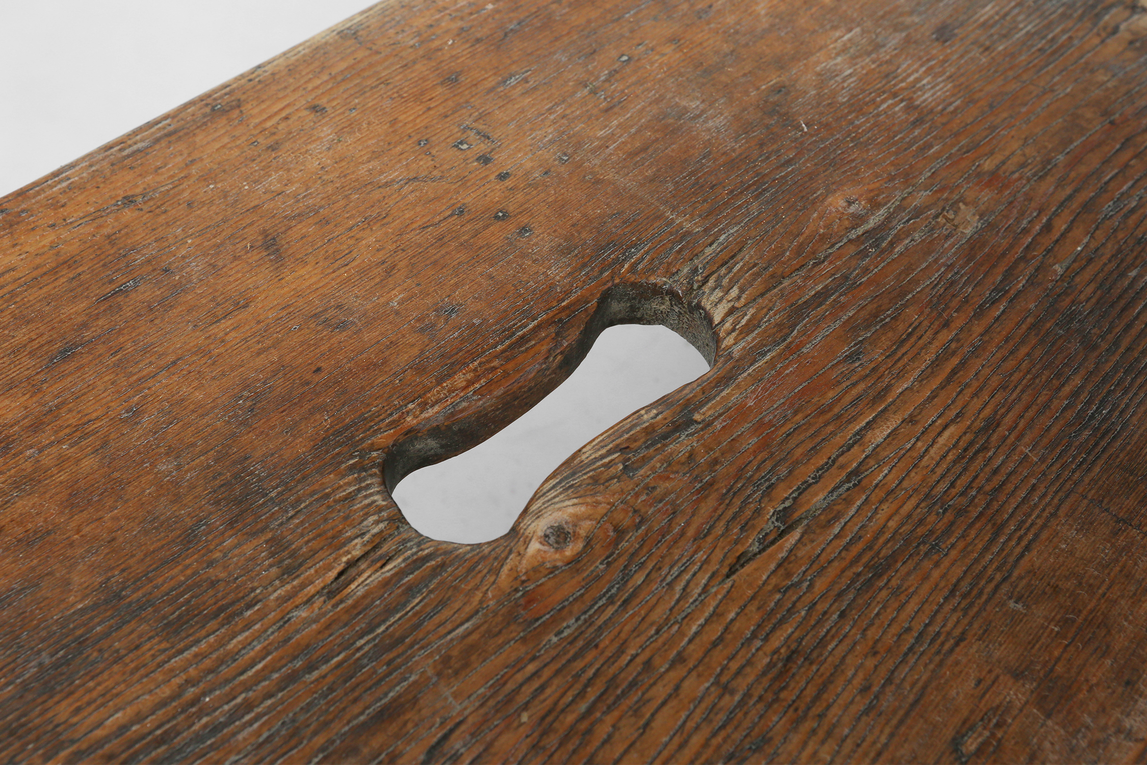 Rustic French wooden stool with beautiful patina, ca. 1900thumbnail